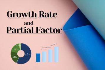 Pie chart and growing bar graph illustrating N-growth rate and partial factor. Perfect for online tutoring in growth models and mathematical analysis.